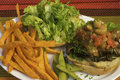 Raw Vegan Burger with French Fries