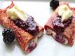 Red Velvet Crepes With Cheesecake Filling And Blackberry Coulis
