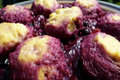 Ricotta Cheesecake and Ricotta Dumplings in Plum Blueberry Sauce