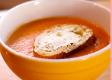 Roasted Tomato Soup with Goat Cheese Pesto Croutons