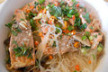 Salmon with Shitake Mushrooms and Glass Noodles