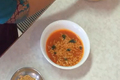 Tomato curry with Chickpea Noodles
