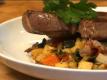 Seared Brick Pork Steak with Grilled Pineapple and Bacon Hash