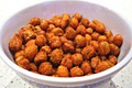 Spiced and Roasted Chickpeas with Carrot Chips and Mimosa Arcade
