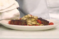 Spice Crusted Steak with Cherry Tomato and White Bean Saute