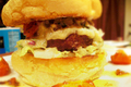 Spicy Lamb Burger with Cucumber Raita and Roasted Tomato