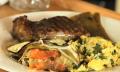 Steak, Eggs, Ratatouille And Fruit Salad