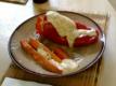 Stuffed Peppers & Carrots with Rice and Herbs. Topped with Chipotle Drizzle