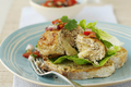 Gruyere Stuffed Turkey Burgers with Fresh Tomato Basil Relish