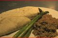 Vegetarian Tacos with Green Rice, Beans and Asparagus