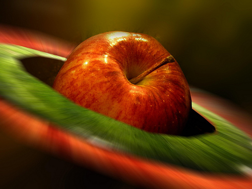 A tempting shiny apple - You still need to clean the wax of the apple before having it.