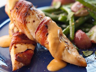 Bacon wrapped meat recipe ready to be served