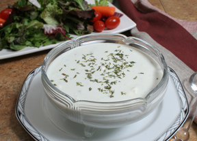 Blue cheese dressing for the sumptuous hot deep fried chicken wings