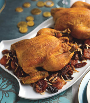 Have roasted chicken with dry fruits
