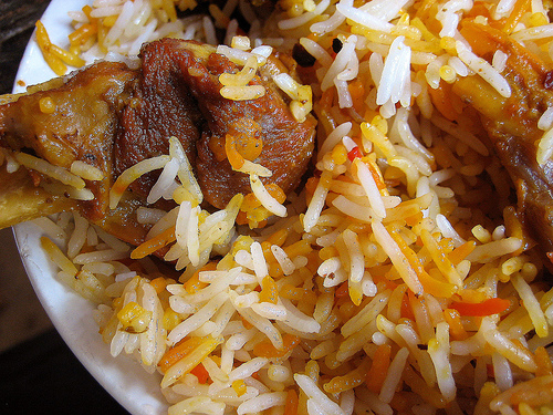 Mutton dampukht biriyani - lamb and rice cooked over low heat Mutton dampukht biriyani - lamb and rice cooked over low heat