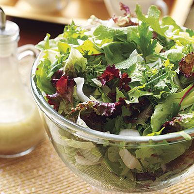 Green salad prepared for a green dinner party