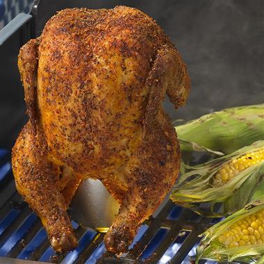 Grilling a whole chicken in a gas grill