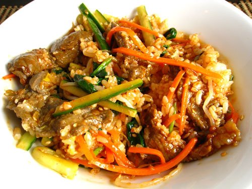 Beef and lamb can also be added to bibimbap to make it more tasty Beef and lamb can also be added to bibimbap to make it more tasty