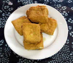 Stinky tofu - a popular snack.