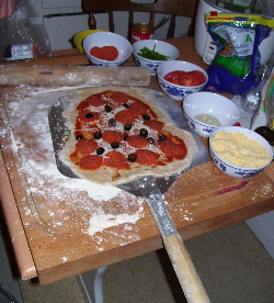 How a pizza peel is useful in preventing the dough from sticking on to any surface.