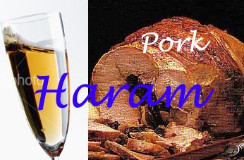 All pork/swine products and intoxicants are considered Haram under Islam dietary laws.