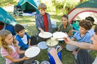 Camp food being enjoyed by kids