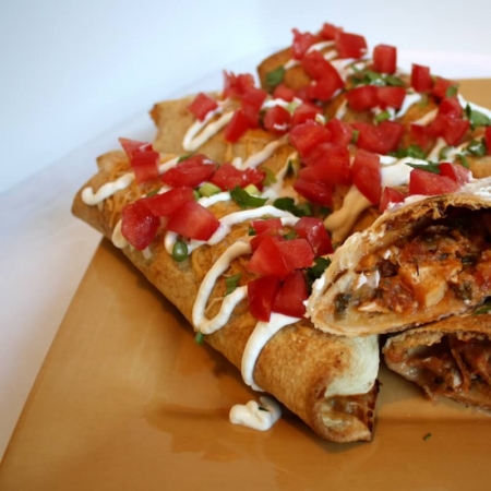 Sumtupus Oven fried chicken chimichangas