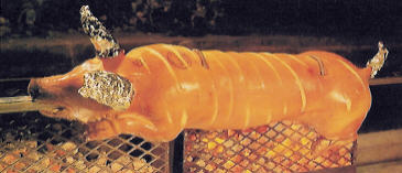 Tightly secure the pig on to the spit to avoid disasters