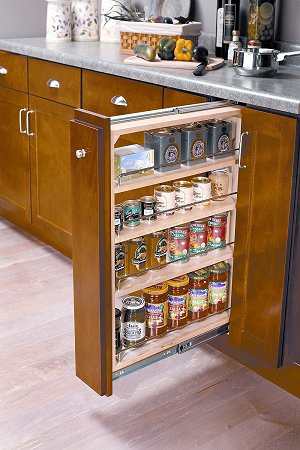 Convenient spice cabinets in the kitchen