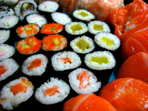 Colorful Sushi Rice Rolls Wrapped in Nari Colorful Sushi Rice Rolls Wrapped in Nari
