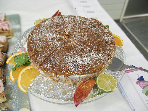 Karidopita is cut in different shapes and ready to be served