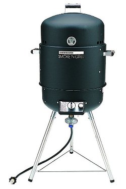 The Brinkmann Smoke'N Grill BBQ unit is a compact yet sturdy smoker com griller