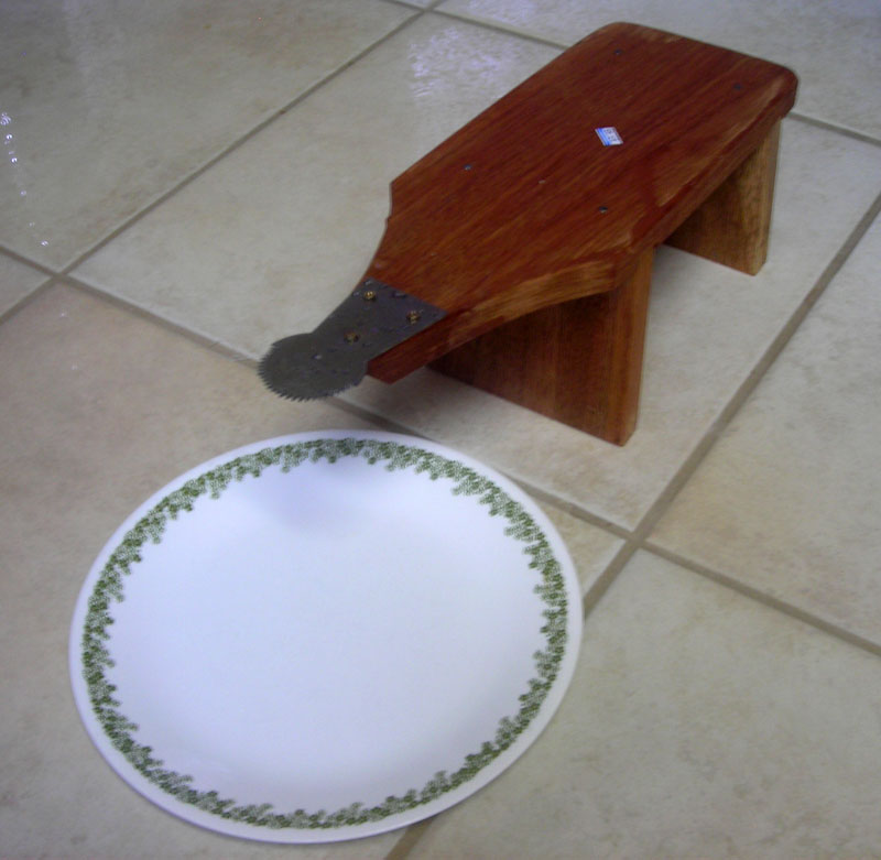 The traditional coconut scraper used by my granny. 