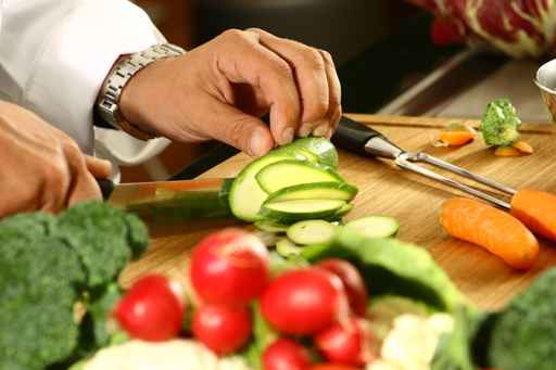 cutting vegetables with knife