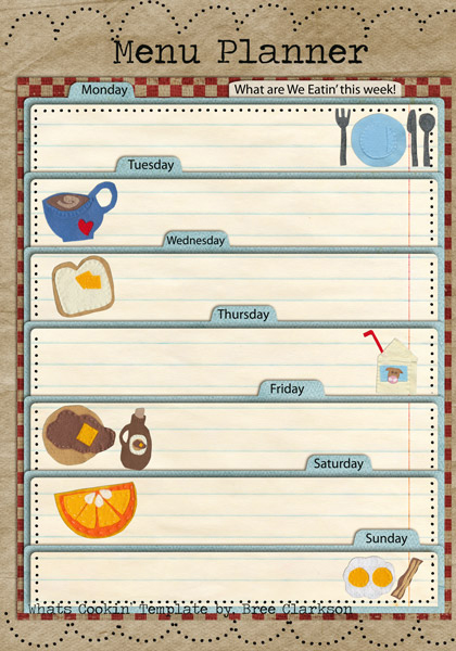 weekly menu planner. weekly menu planner