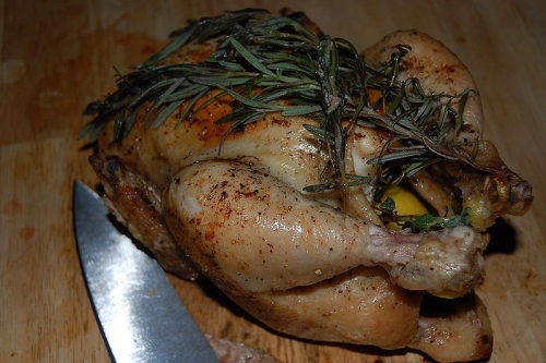 barbequed or roasted chicken