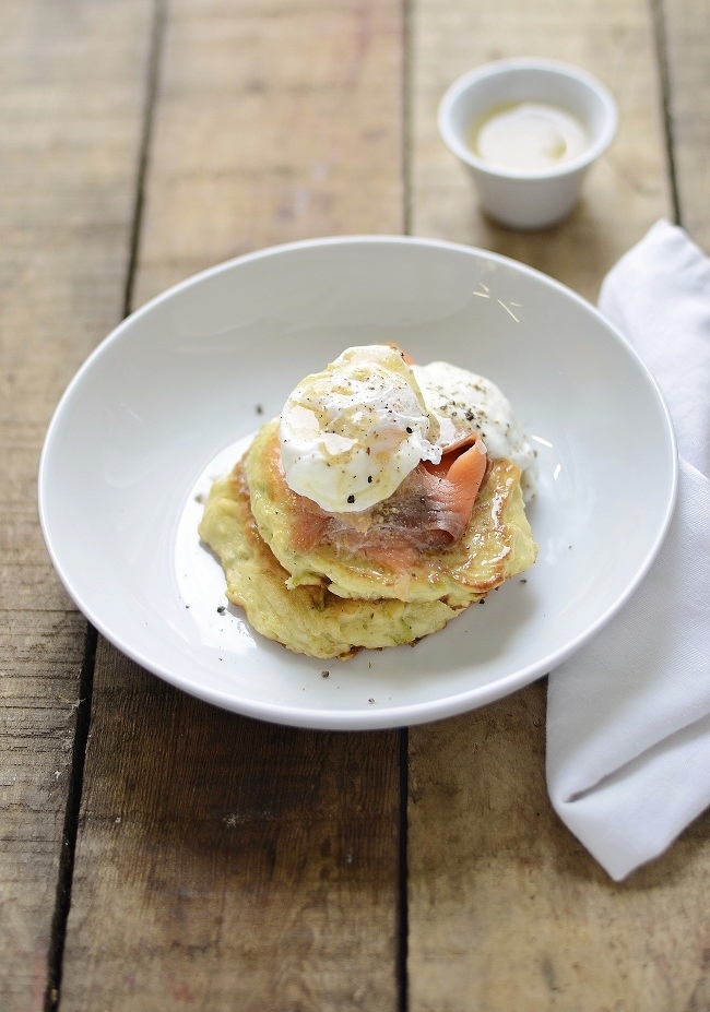 leeks blini salmon