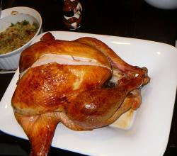 Crouton stuffed turkey