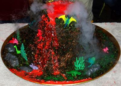 An Erupting volcano cake