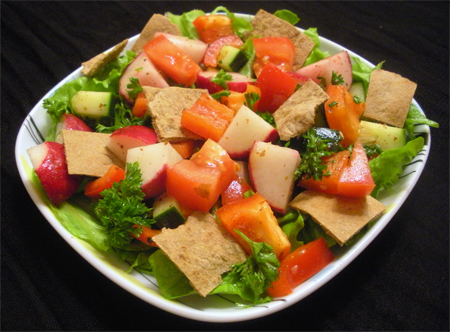how to eat Fattoush and eat your salad that is delectably Lebanese