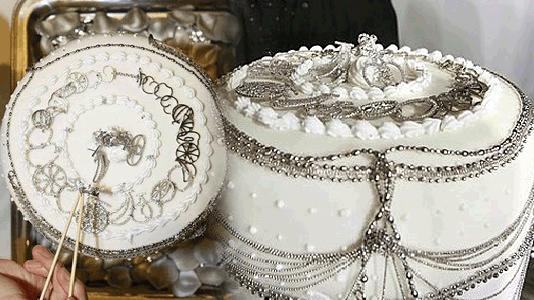 Platinum Cake - White cake adorned with real platinum jewelry