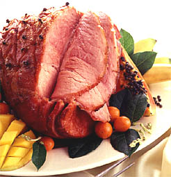 A portion of bone-in ham