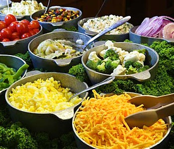 A fresh salad bar at home