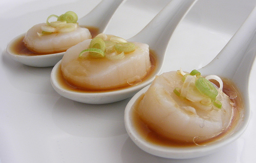 Deliciously softly steamed scallops