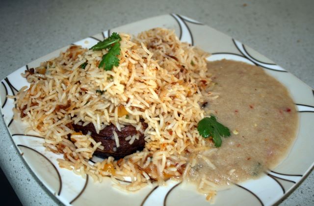 Apricot Biryani With Onion Sauce Apricot Biryani With Onion Sauce picture