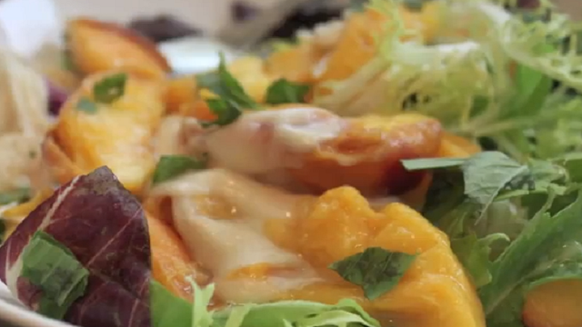 Flaming Caprese Salad with Peaches, Mozzarella and Bourbon Flaming Caprese Salad with Peaches, Mozzarella and Bourbon picture