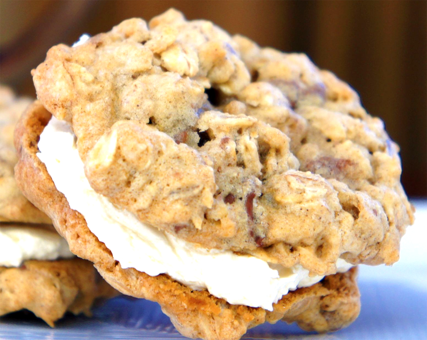 Cream Filled Chocolate Toffee Oatmeal Cookies Cream Filled Chocolate Toffee Oatmeal Cookies picture