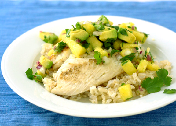 Pan Fried Tilapia Roasted Pineapple With Toasted Head Avocado Salsa Pan Fried Tilapia Roasted Pineapple With Toasted Head Avocado Salsa picture