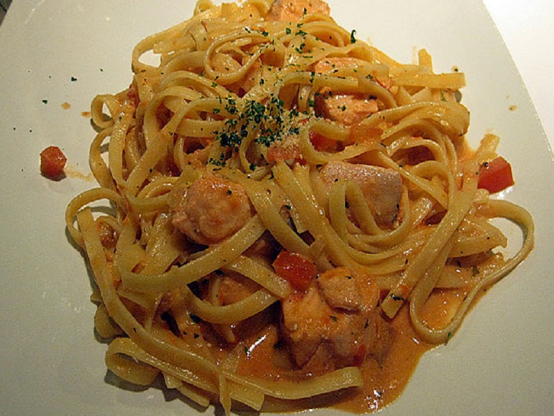 Pasta with Grilled Salmon and Tomato Dill Marinara Pasta with Grilled Salmon and Tomato Dill Marinara picture