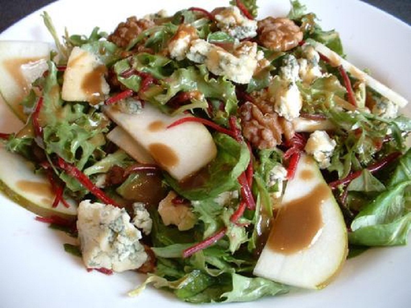 Salad of Endive and Boston Lettuce with Pear and Goat Cheese Salad of Endive and Boston Lettuce with Pear and Goat Cheese picture